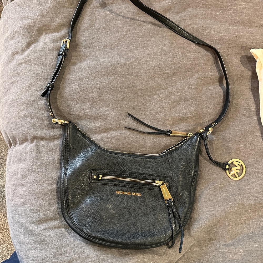 Michael Kors Black Leather Crossbody Bag